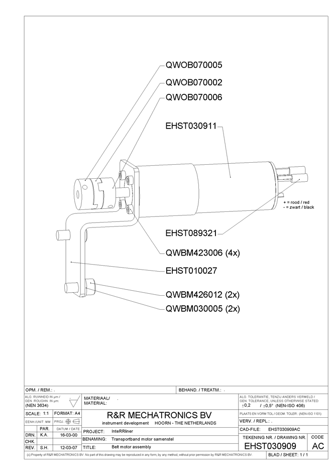 ehst030909 Belt motor assembly