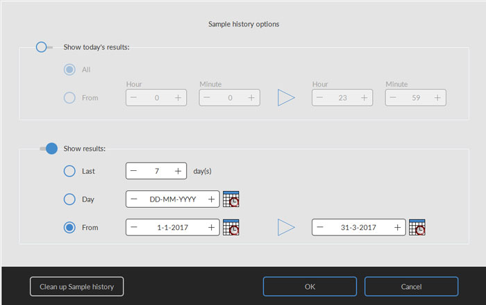 Sample History option