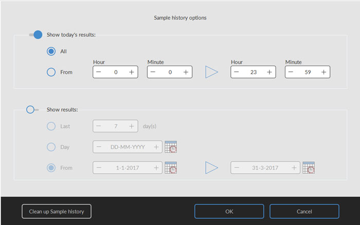 Sample History option